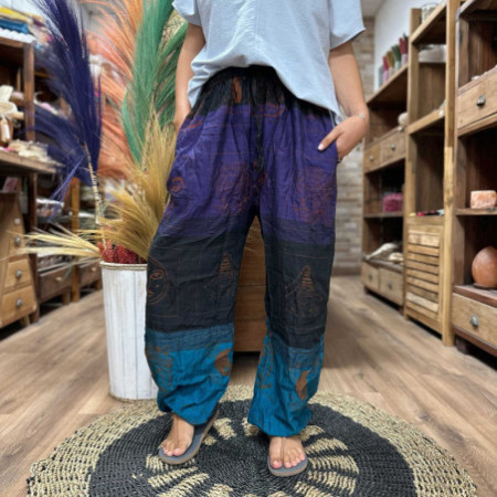 Pantalon de yoga et de festival - Imprimé High Cross Himalayan sur violet