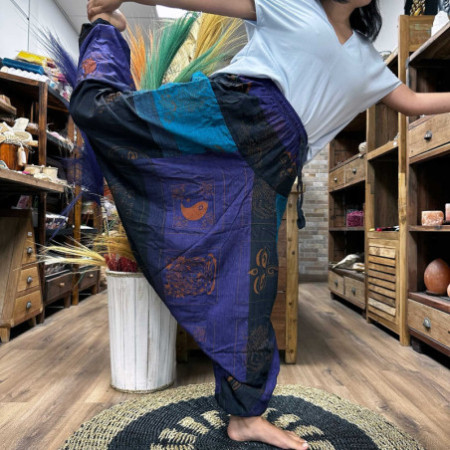 Pantalon de yoga et de festival - Imprimé Aladdin Himalaya sur violet