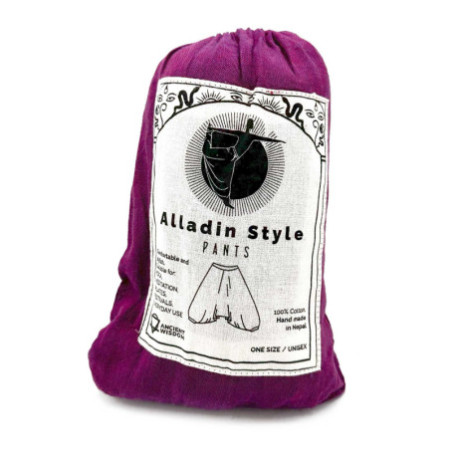 Pantalon de yoga et de festival - Imprimé Aladdin Himalaya sur violet
