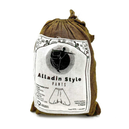 Pantalon de yoga et de festival - Imprimé Aladdin Himalaya sur orange