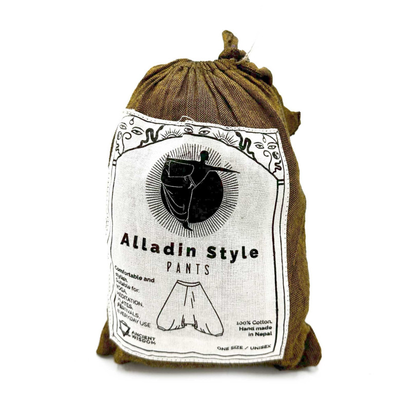 Pantalon de yoga et de festival - Imprimé Aladdin Himalaya sur orange