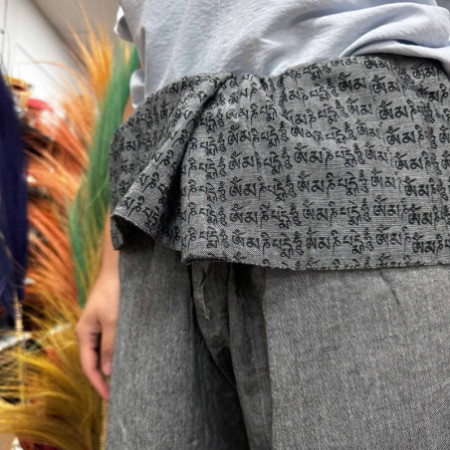 Pantalon de yoga et de festival - Mantra mandala pêcheur thaïlandais sur fond gris