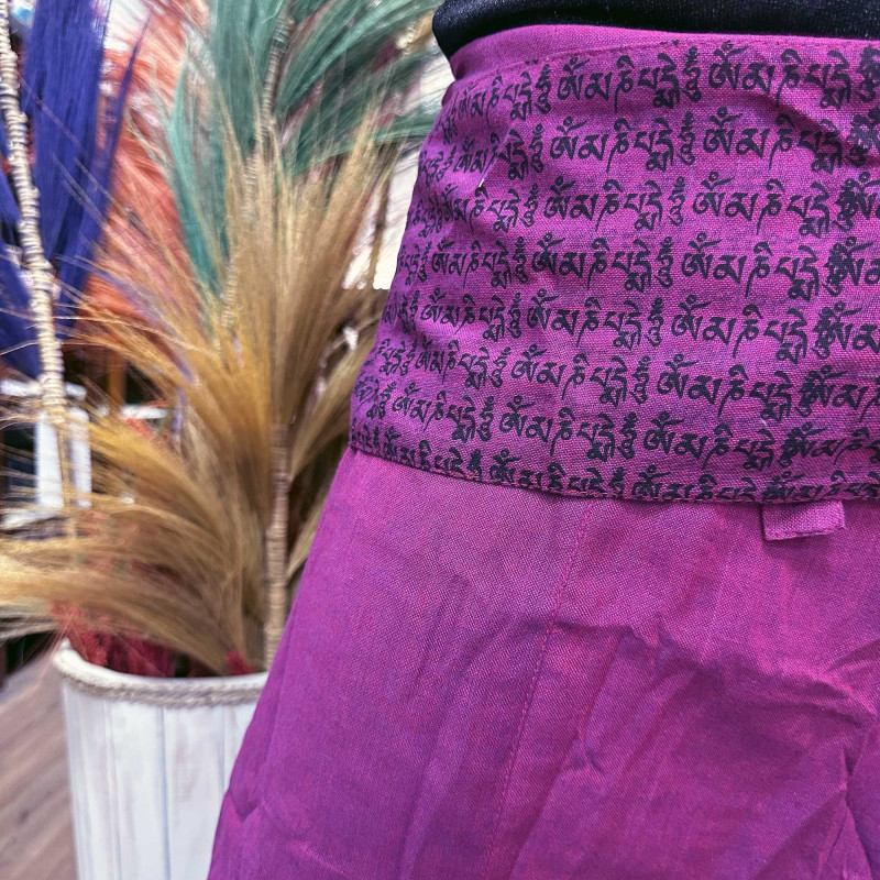 Pantalon de yoga et de festival - Mantra mandala du pêcheur thaïlandais sur violet