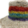 Chapeau bohème de festival tricoté à la main en chanvre et coton - Arc-en-ciel