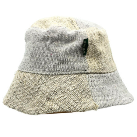Chapeau de festival bohème en chanvre et coton rapiécés - Naturel