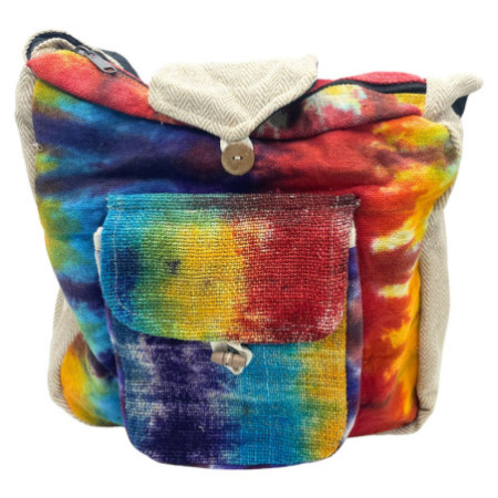 Sac d'étude en chanvre Tiedye avec poche avant