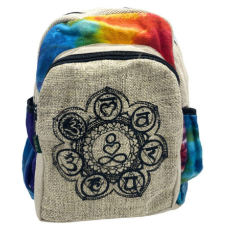 Sac à dos moyen en chanvre Tiedye - 7 chakras