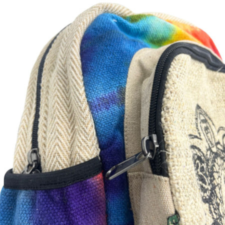 Sac à dos moyen en chanvre Tiedye - 7 chakras