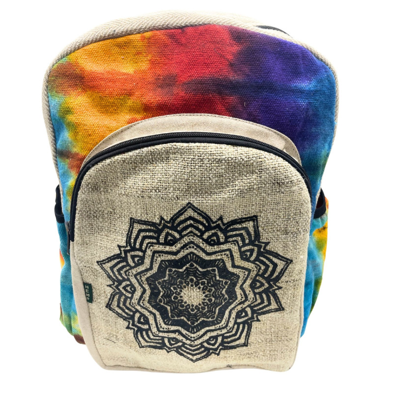Grand sac à dos en chanvre Tiedye - Mandala