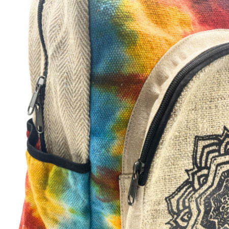 Grand sac à dos en chanvre Tiedye - Mandala