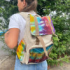 Grand sac à dos carré en chanvre Tiedye