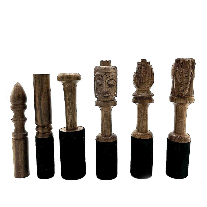 Bâton en bois - 14 cm - Sculpture d'éléphant
