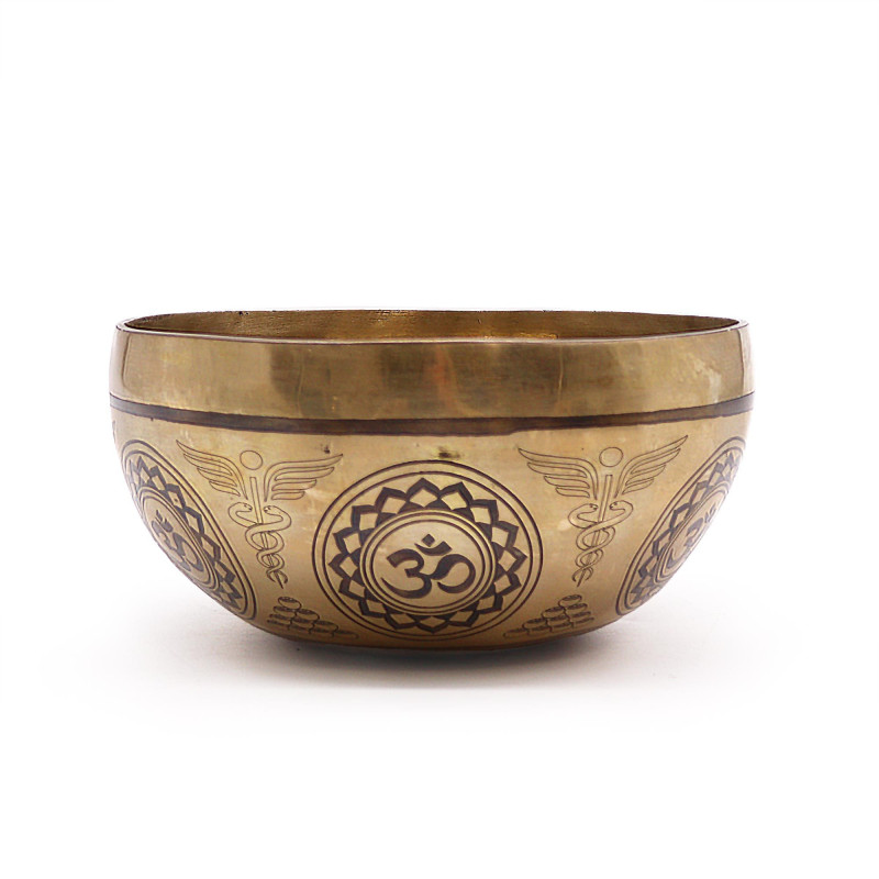 Bol de guérison tibétain gravé - 16 cm - 7 chakras