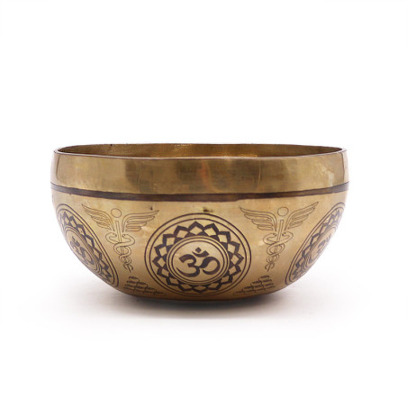 Bol de guérison tibétain gravé - 16 cm - 7 chakras