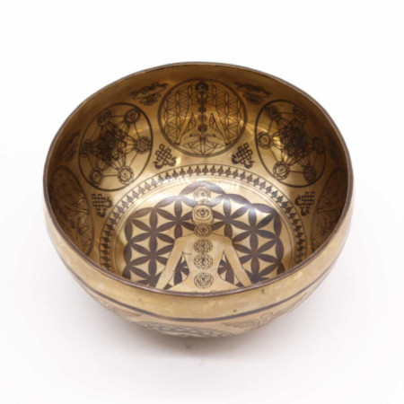 Bol de guérison tibétain gravé - 16 cm - 7 chakras