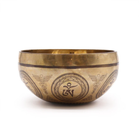 Bol de guérison tibétain gravé - 16 cm - Bouddha de l'arbre Bodhi