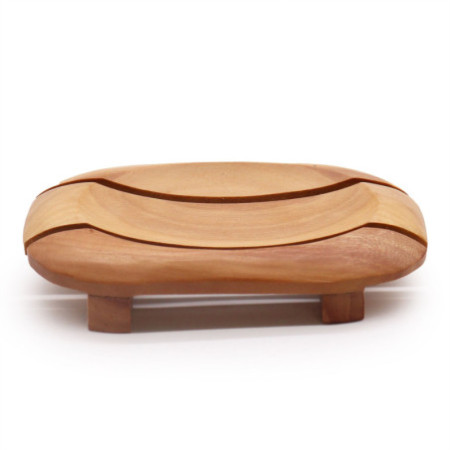 Porte-savon classique en acajou - Ovale dans un rectangle