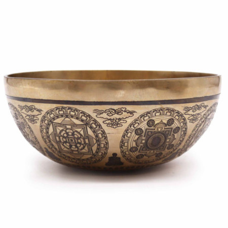 Bol de guérison tibétain gravé - 21 cm - 7 chakras et fleur de vie