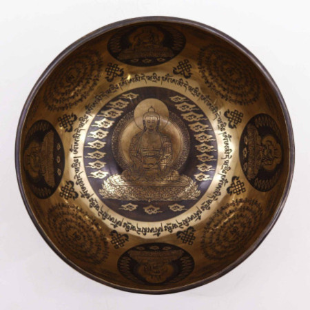 Bol de guérison tibétain gravé - 21 cm - 5 Bouddhas