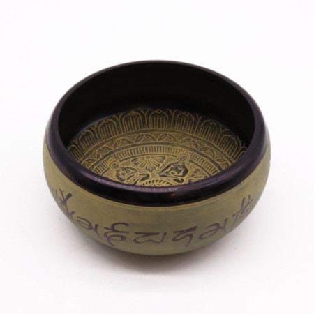 Bol chantant en poudre de terre - Mantra Five Buddha - 16 cm