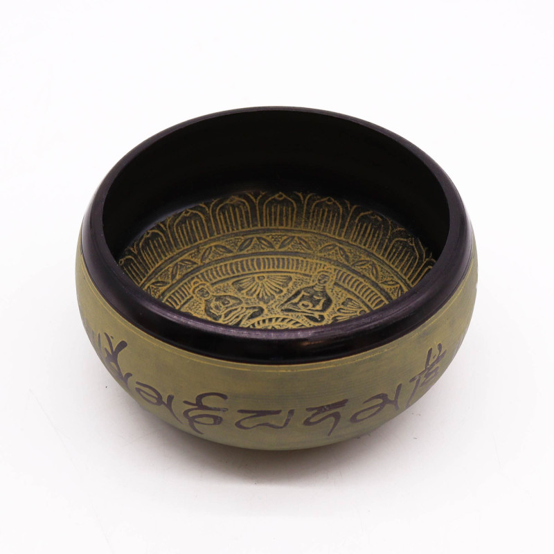 Bol chantant en poudre de terre - Mantra Five Buddha - 16 cm