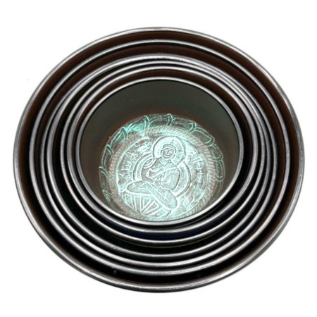 Grand ensemble de sept bols chantants Chakra (19,5-35 cm)