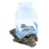 Grand vase en verre fondu - Pot de terrarium sur bois