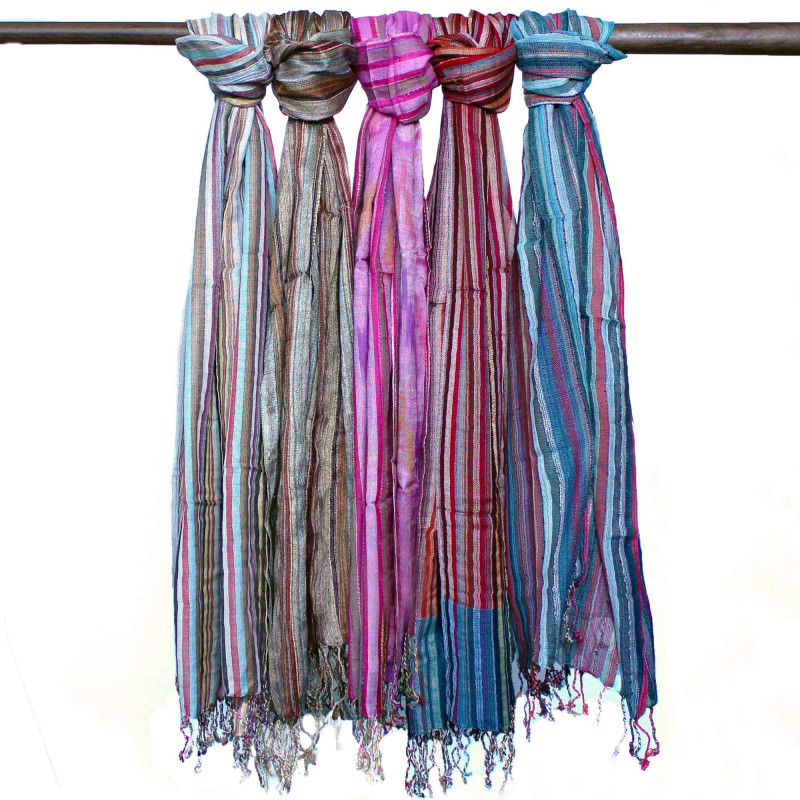 Foulards indiens bohèmes - 50 x 180 cm - Bleus aléatoires