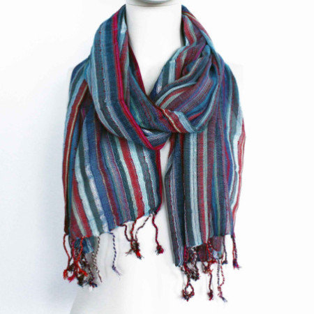 Foulards indiens bohèmes - 50 x 180 cm - Bleus aléatoires