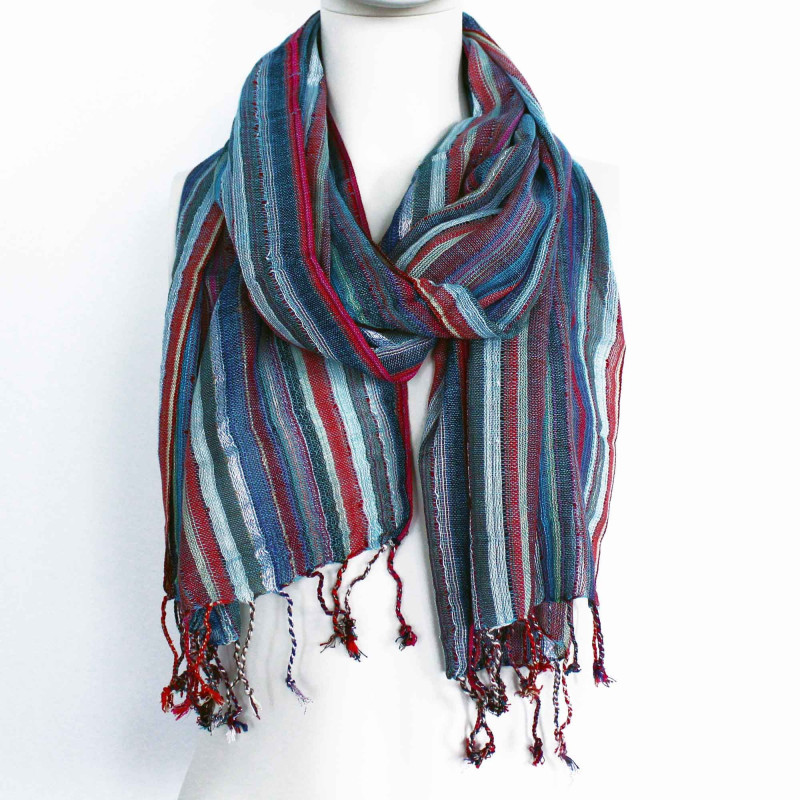 Foulards indiens bohèmes - 50 x 180 cm - Bleus aléatoires