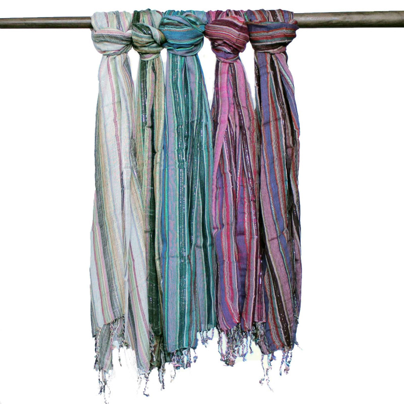 Foulards indiens bohèmes - 50 x 180 cm - Couleurs aléatoires avec fil doré