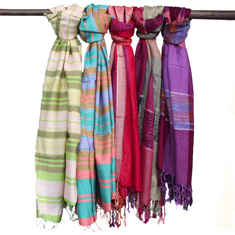 Grands foulards indiens bohèmes - 75 x 180 cm - Violets aléatoires