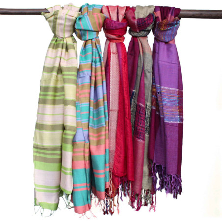 Grands foulards indiens bohèmes - 75 x 180 cm - Violets aléatoires