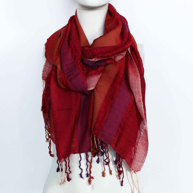 Grands foulards indiens bohèmes - 75 x 180 cm - Violets aléatoires