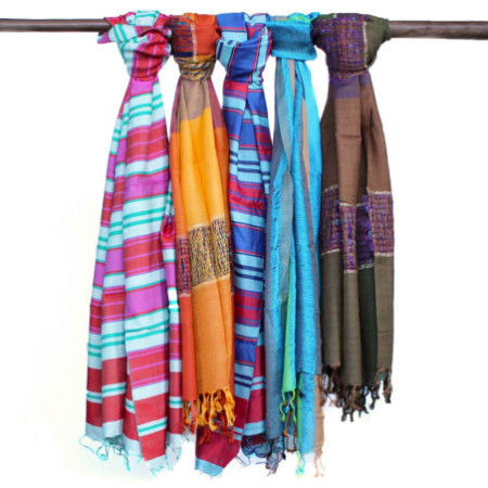 Grands foulards indiens bohèmes - 75 x 180 cm - Bleus aléatoires