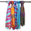 Grands foulards indiens bohèmes - 75 x 180 cm - Bleus aléatoires