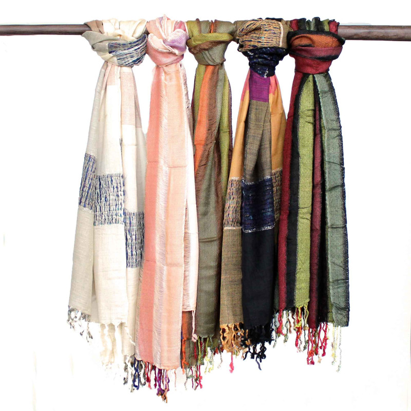 Grands foulards indiens bohèmes - 75 x 180 cm - Verts aléatoires