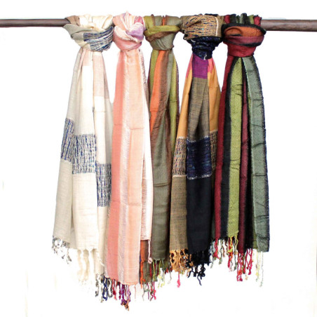 Grands foulards indiens bohèmes - 75 x 180 cm - Verts aléatoires