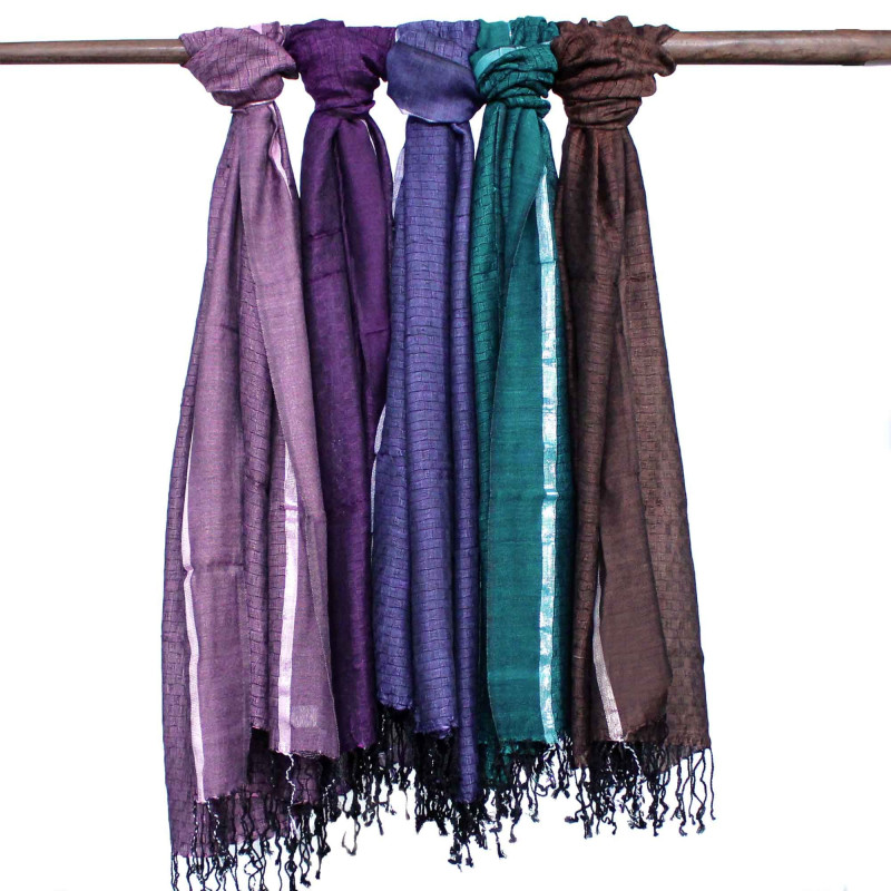 Grands foulards indiens bohèmes - 75 x 180 cm - Couleurs aléatoires avec fil doré