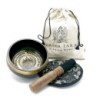 Coffret cadeau de bols chantants gravés et battus à la main - 14 cm - Tara verte