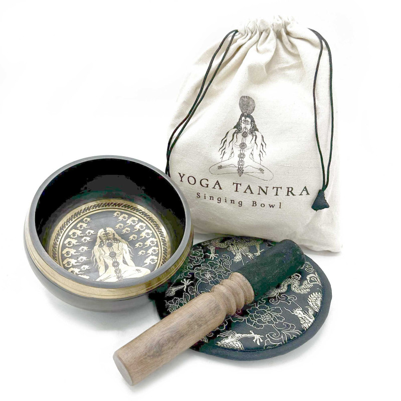 Coffret cadeau de bols chantants gravés et battus à la main - 14 cm - Yogi