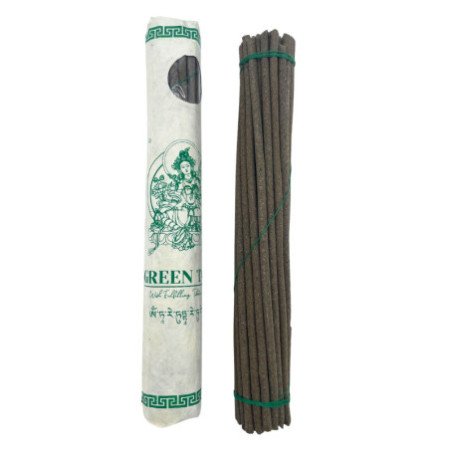 Paquet de 30 rouleaux d'encens tibétains de qualité supérieure - Tara verte