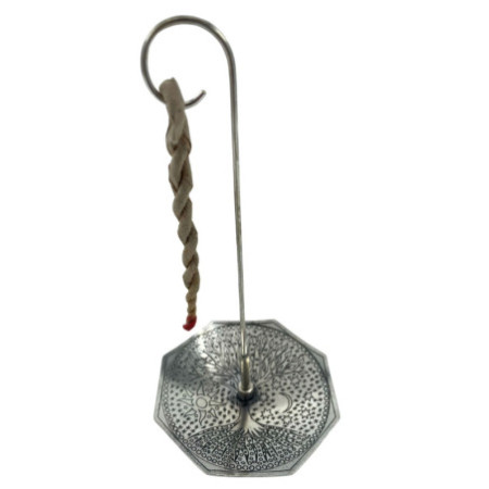 Ensemble porte-encens en corde et support plaqué argent - Arbre de vie