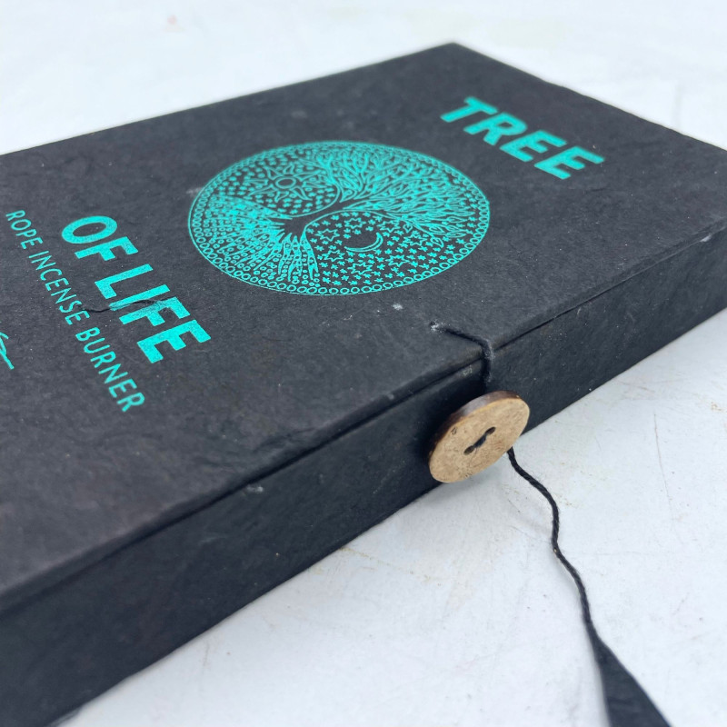 Ensemble porte-encens en corde et support plaqué argent - Arbre de vie