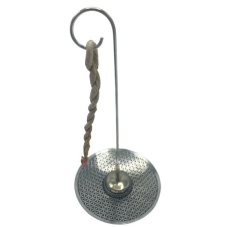 Ensemble porte-encens en corde et support plaqué argent - Fleur de vie