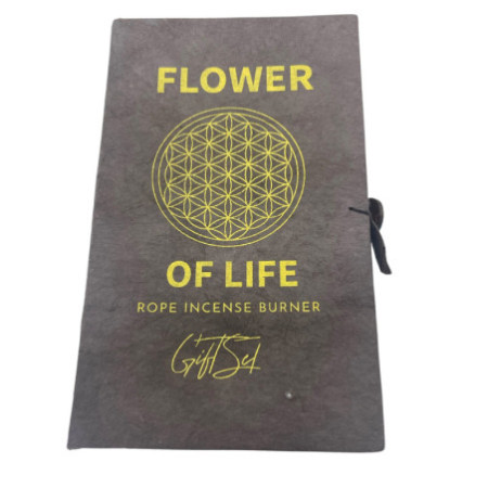 Ensemble porte-encens en corde et support plaqué argent - Fleur de vie