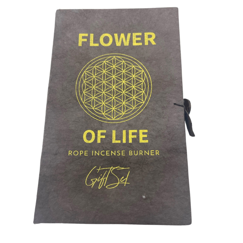 Ensemble porte-encens en corde et support plaqué argent - Fleur de vie