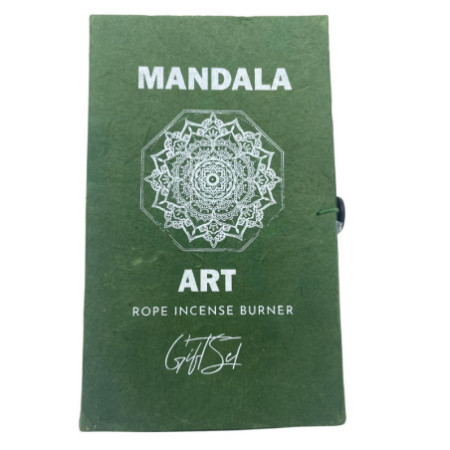 Ensemble porte-encens en corde et support plaqué argent - Fleur de mandala