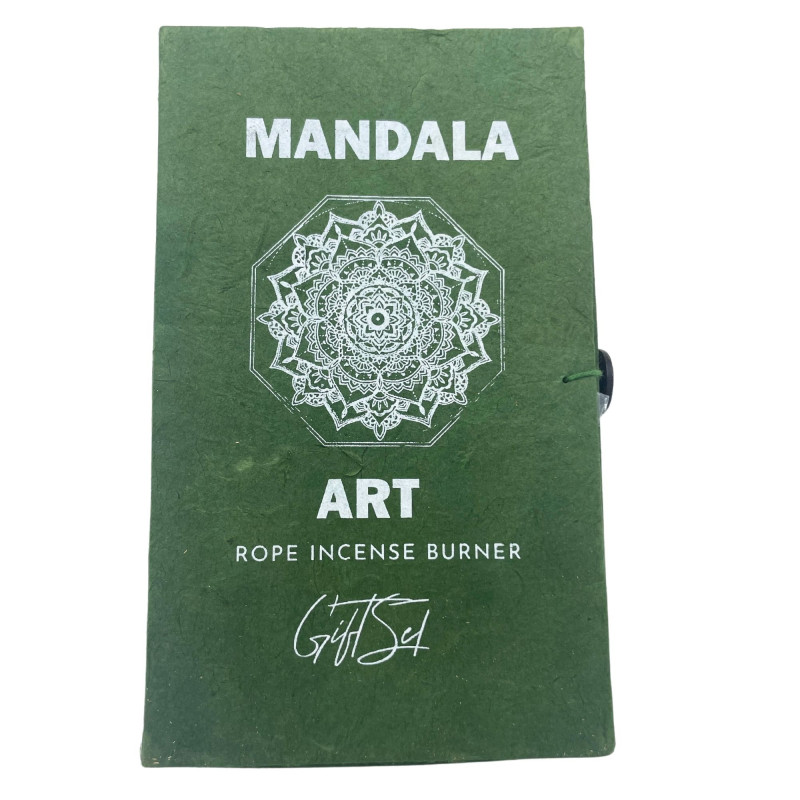 Ensemble porte-encens en corde et support plaqué argent - Fleur de mandala