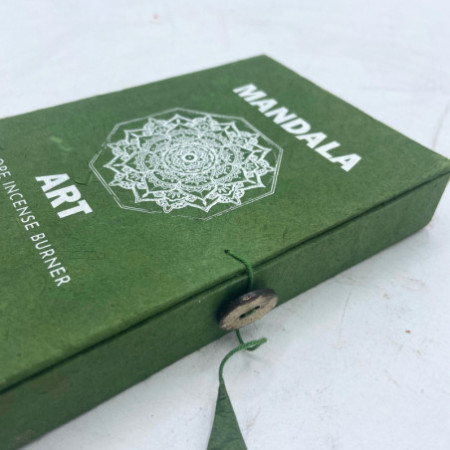 Ensemble porte-encens en corde et support plaqué argent - Fleur de mandala